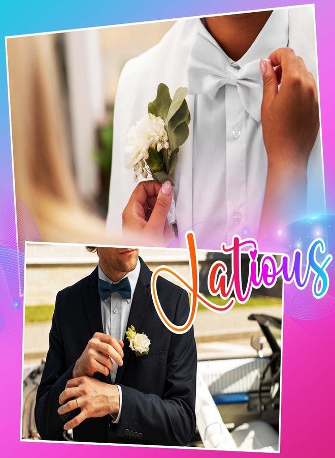 Latious Flower Wedding Boutonniere White Groom Flower Buttonholes for Men and Groomsmans (White) - Image 3