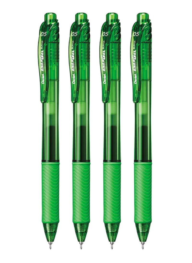 Pentel 4-Piece Energel Gel Ink Pen 0.5mm Tip Green Ink - Image 1