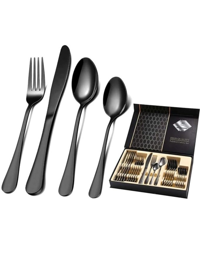Swift Stainless steel gift cutlery set 24 pcs black  - Image 1