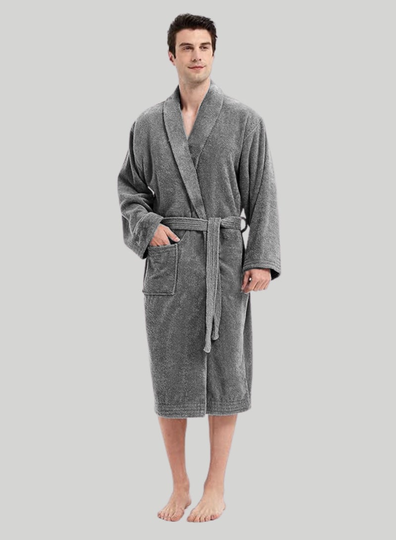 بانوتيكس رداء حمام من القطن المصري الخالص، متعدد المقاسات، مع جيوب جانبية ورباط - Image 1