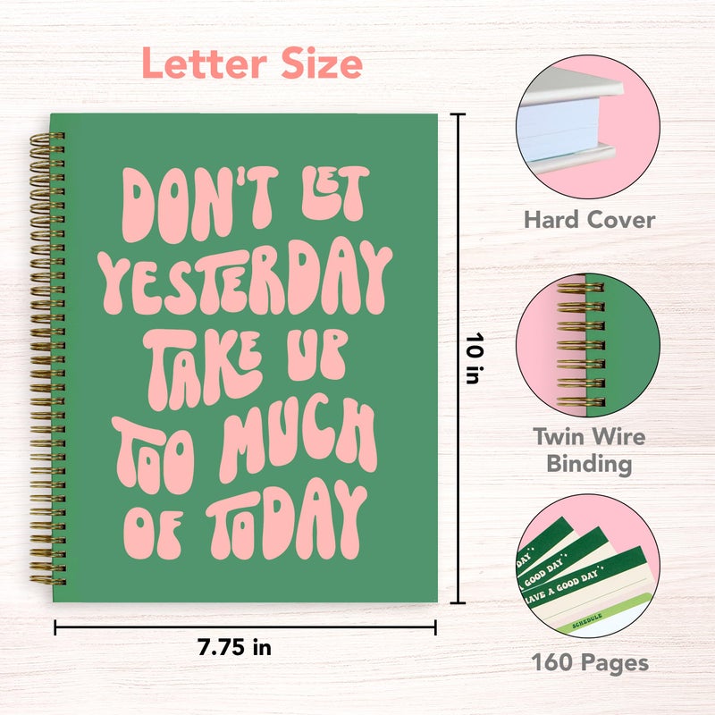 THiNKABLE Undated Daily Planner Notebook 7.75x10, Cute Planner Notebook, Pink Green To Do List Notebook, Large Hardcover Spiral Schedule Notebook Planner, Inspirational Quote Planner Students Girls Teens - Image 2