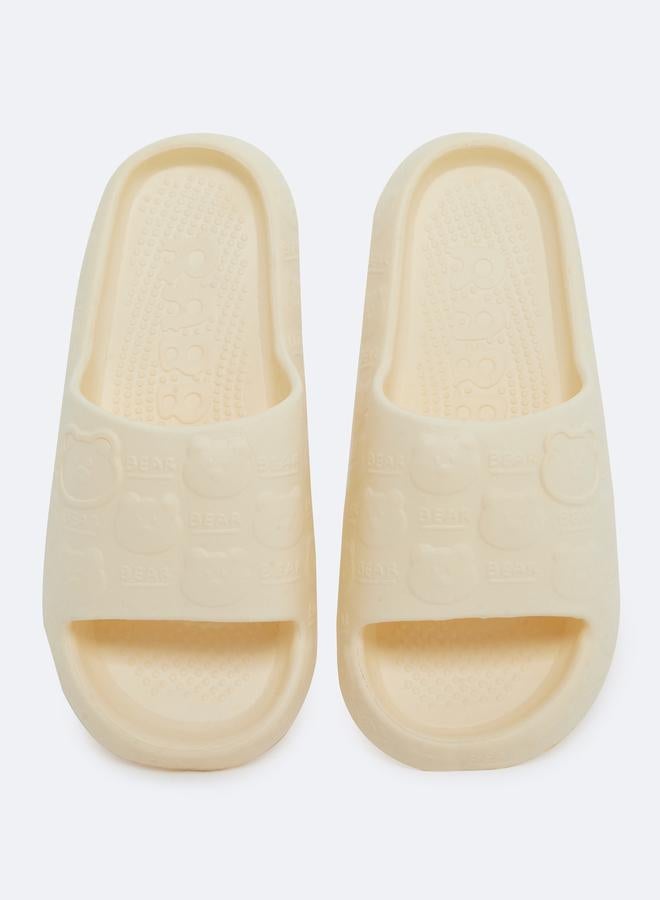 Styli Women Yellow Bear Print Slides - Image 5