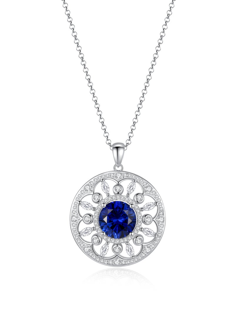 QUAINT 4-Carat Lab-Grown Sapphire Round Pendant Necklace - Image 1