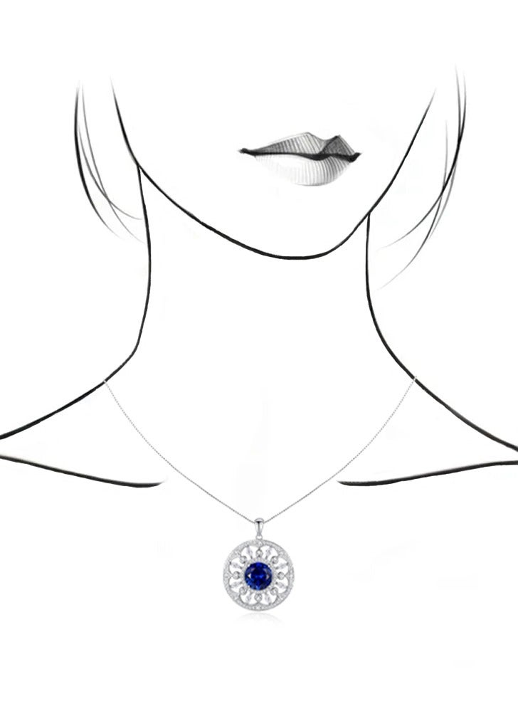 QUAINT 4-Carat Lab-Grown Sapphire Round Pendant Necklace - Image 4