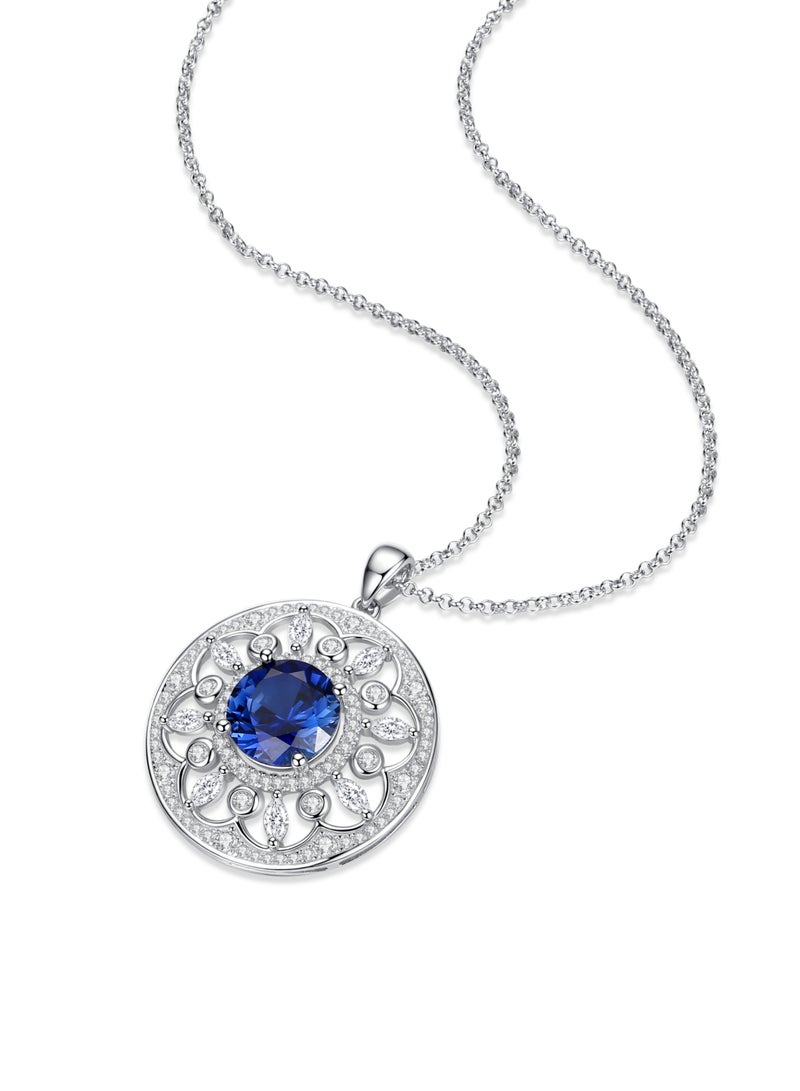 QUAINT 4-Carat Lab-Grown Sapphire Round Pendant Necklace - Image 3