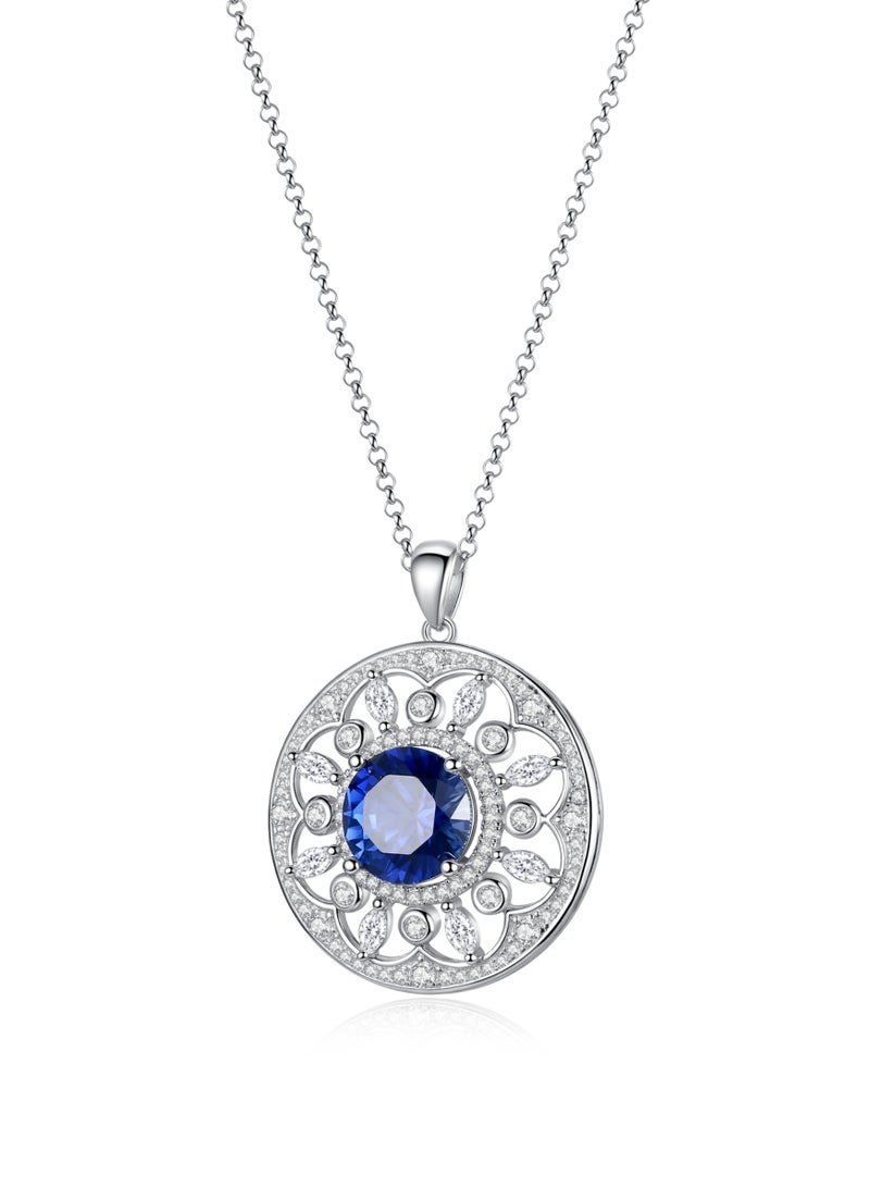 QUAINT 4-Carat Lab-Grown Sapphire Round Pendant Necklace - Image 2
