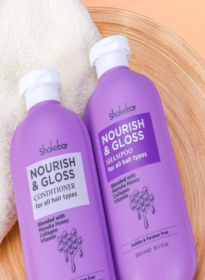 SHAKEBAR Honey Shampoo and Conditioner Set, Manuka Honey Sulfate Free Shampoo and Conditioner, Rich in Vitamins, Gloss & Supple, Moisturizing, Vegan Formula, for all Hair Types 10.1 fl.oz - Image 3