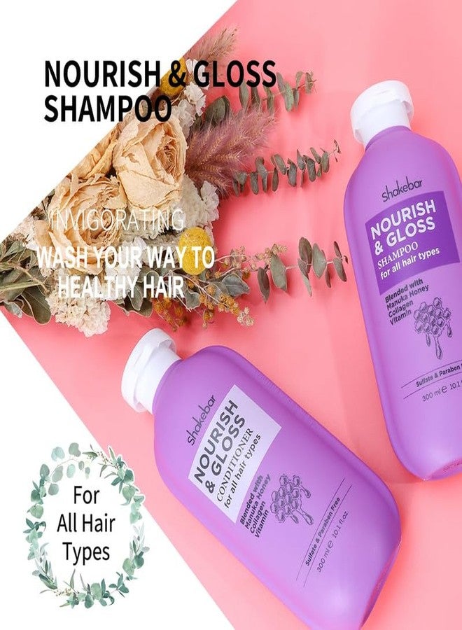 SHAKEBAR Honey Shampoo and Conditioner Set, Manuka Honey Sulfate Free Shampoo and Conditioner, Rich in Vitamins, Gloss & Supple, Moisturizing, Vegan Formula, for all Hair Types 10.1 fl.oz - Image 2