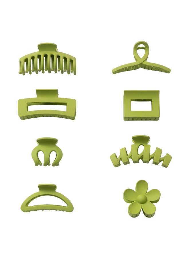 بيداني Dragon Fruit Green Matte Hair Claw Set (8-Piece) - Image 1
