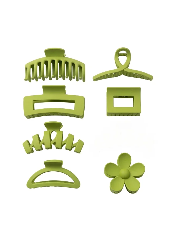 Bidani Dragon Fruit Green Matte Hair Claw Set (8-Piece)