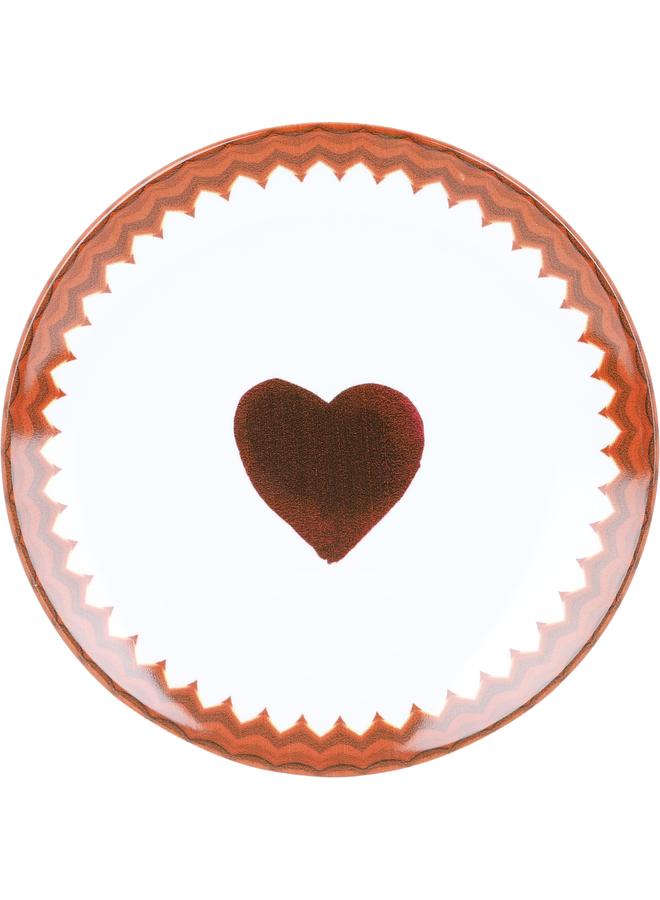 Alsaif Porcelain Serving Plate Round 20 Cm Heart Pattern Brown - Image 2