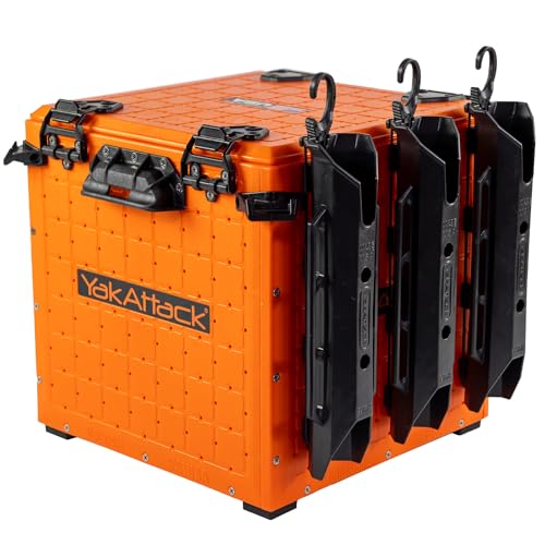 YakAttack BlackPak Pro 13" x 13" Fishing Crate with 3 Rod Holders - Orange | Compact Tackle Storage Box & Gear Organizer for Kayaks | Lightweight, Durable & Customizable Marine Accessory | Made in USA - Image 2