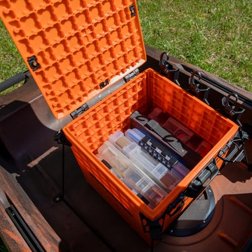 YakAttack BlackPak Pro 13" x 13" Fishing Crate with 3 Rod Holders - Orange | Compact Tackle Storage Box & Gear Organizer for Kayaks | Lightweight, Durable & Customizable Marine Accessory | Made in USA - Image 5