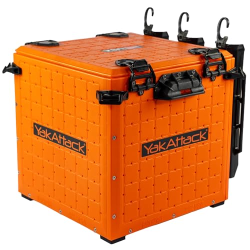YakAttack BlackPak Pro 13" x 13" Fishing Crate with 3 Rod Holders - Orange | Compact Tackle Storage Box & Gear Organizer for Kayaks | Lightweight, Durable & Customizable Marine Accessory | Made in USA - Image 1