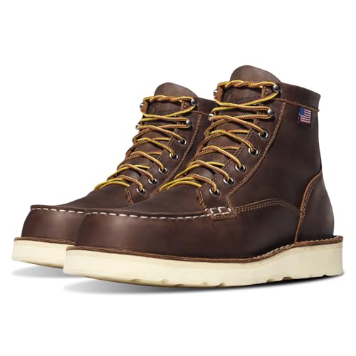 Danner 6” Bull Run Moc Toe Work Boots for Men - Oiled Full-Grain Leather Upper with Non Slip Wedge Outsole and 3-Density Cushion Footbed, EH Resistant, Brown - 9.5 D - Image 1