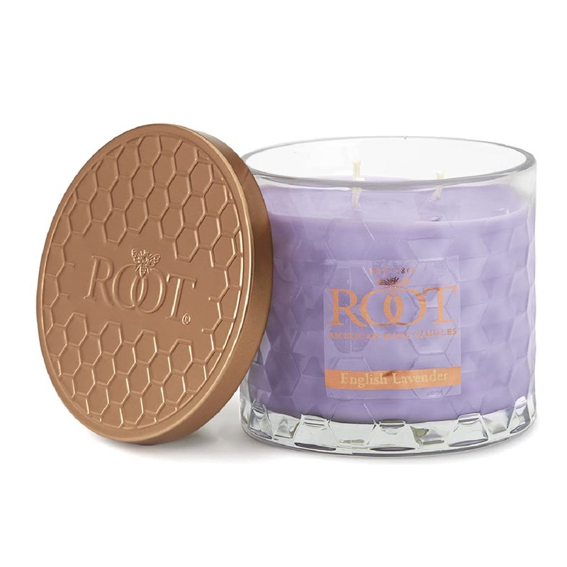 Root Candles Scented Candles Honeycomb Glass Premium Handcrafted Beeswax Blend 3Wick Candle 12Ounce English Lavender