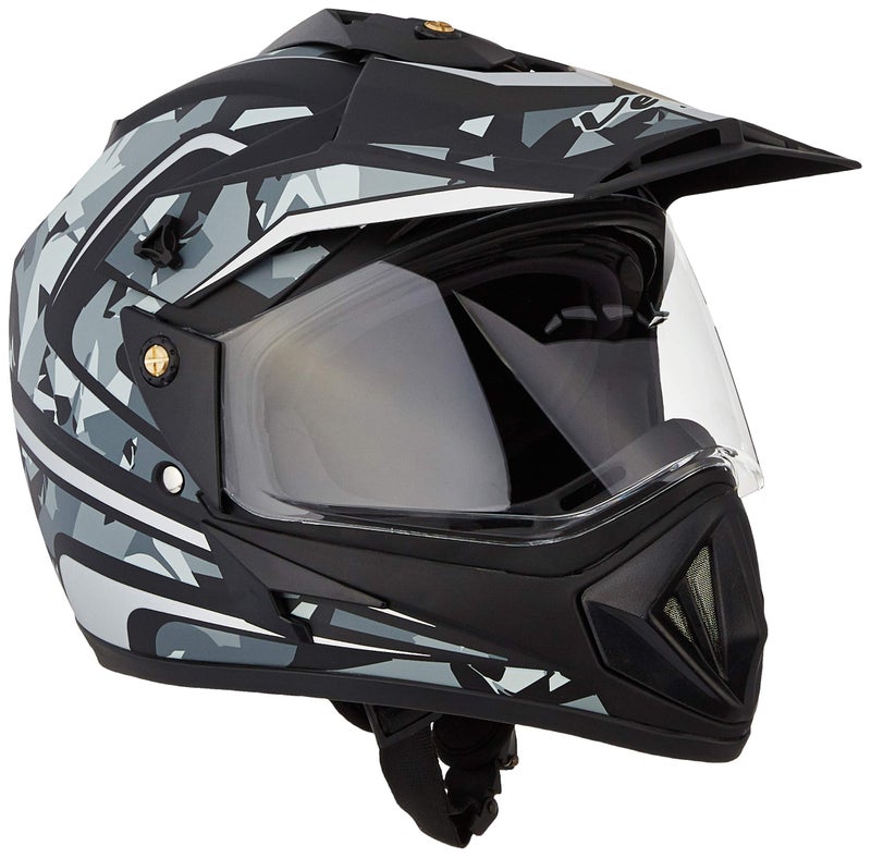 Vega Off Road Camouflage Full Face Helmet Dull Black Silver, Size: M(57-58 cm) - Image 1