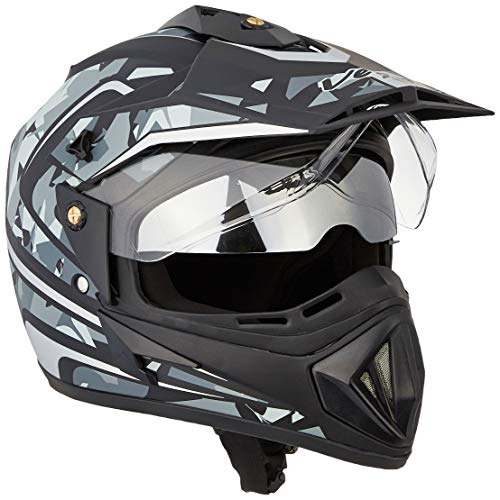 Vega Off Road Camouflage Full Face Helmet Dull Black Silver, Size: M(57-58 cm) - Image 5