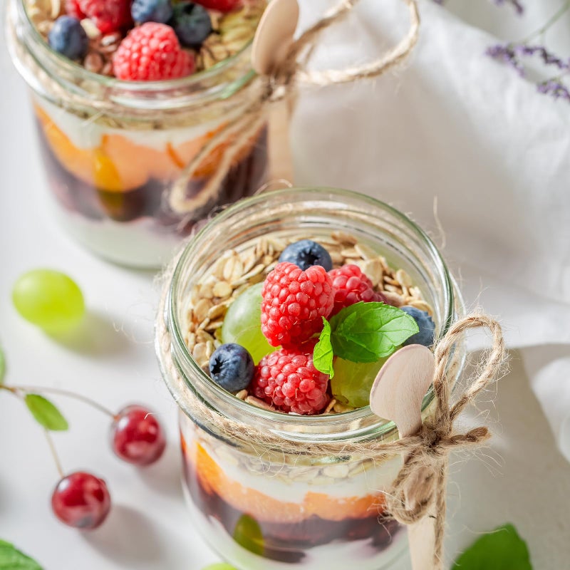 SHOWIN Overnight Oats Containers with Lids, 16oz Glass Jars with Lids 4 pcs, Candy, Wide Mouth Mason jars for Salad, Yogurt, Snacks, Meal Prep - Image 5