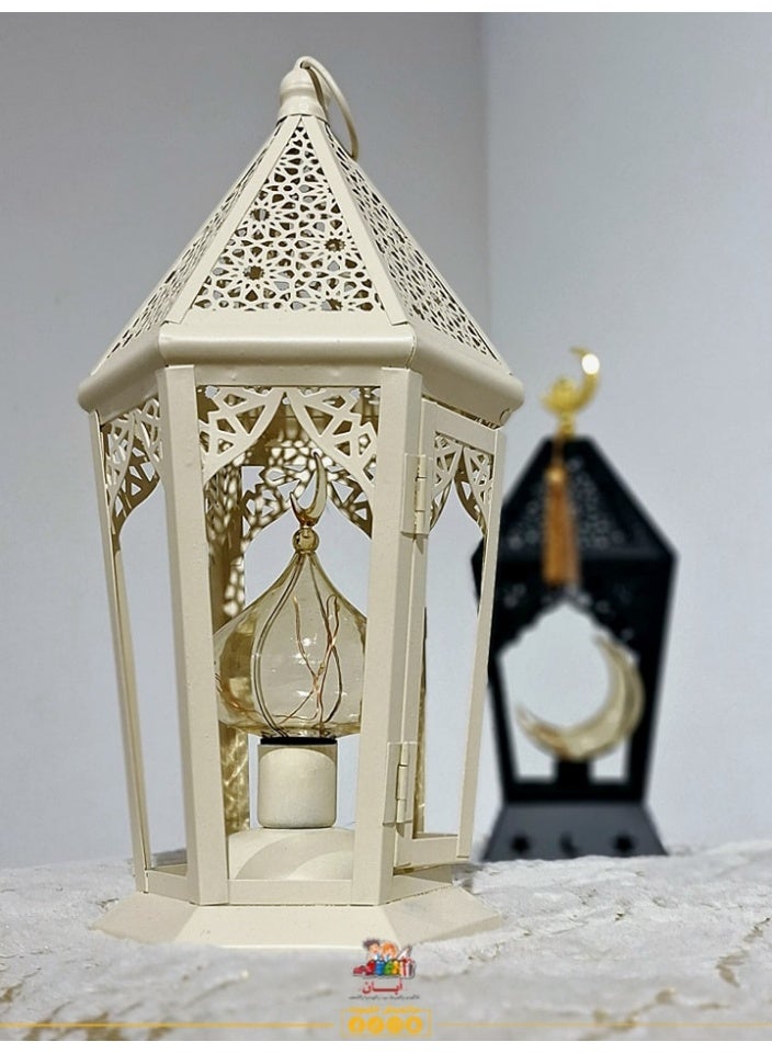 Whynot 🌙 Ramadan Metal Crescent Lantern with LED Light - Image 4