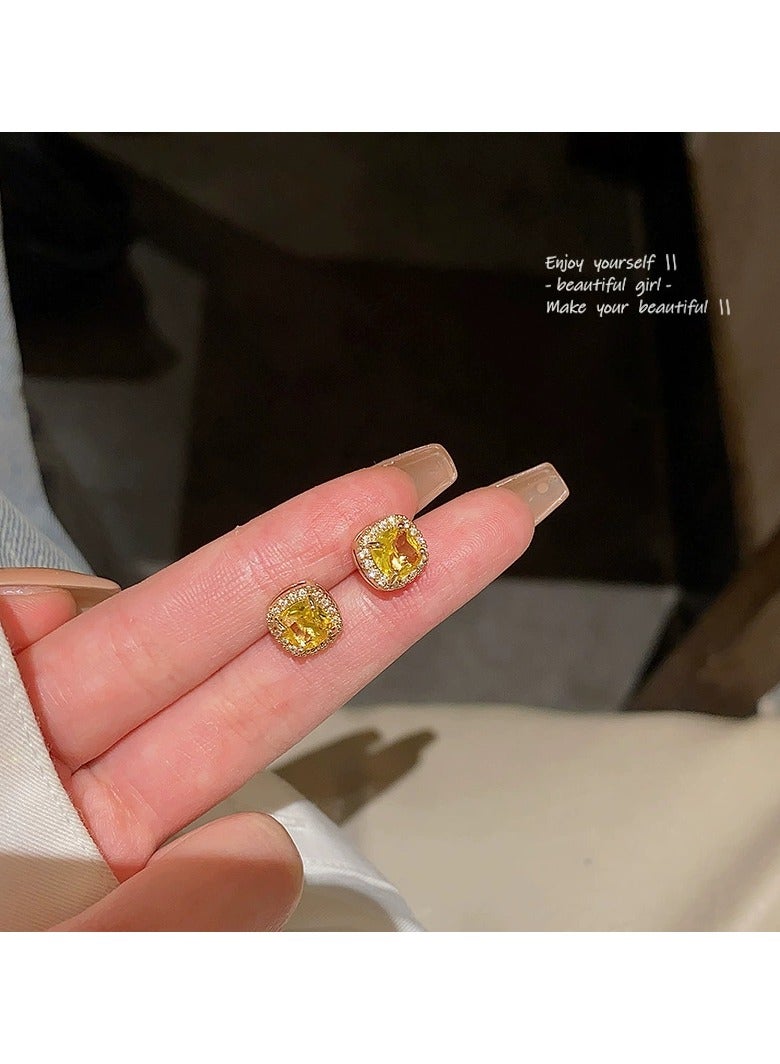 Goolsky أقراط زيركون مربعة من الفضة الإسترلينية S925 – تصميم أنيق على شكل مكعب سكر، أقراط مطلية بالذهب، مضادة للحساسية، للاستخدام اليومي/الحفلات - Image 3