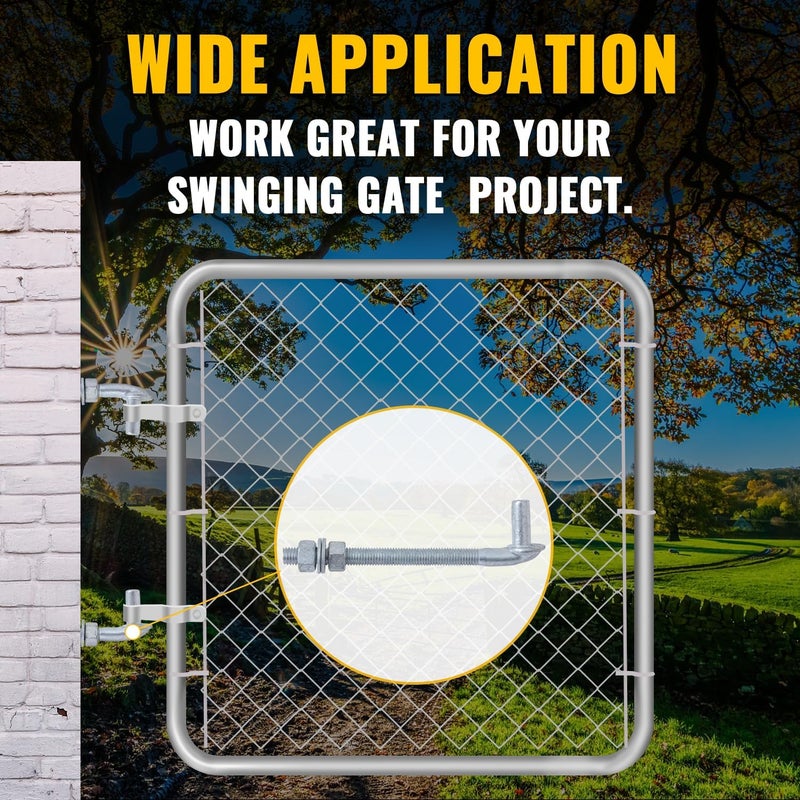 VIVIDA 8" J Bolt Gate Hinge 4 Pack, Gate Bolt Hinge with 5/8" Male Pin, Heavy Duty Chain Link Fence Hardware, Galvanized Steel - Image 2