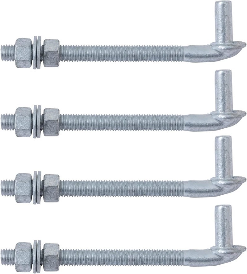 VIVIDA 8" J Bolt Gate Hinge 4 Pack, Gate Bolt Hinge with 5/8" Male Pin, Heavy Duty Chain Link Fence Hardware, Galvanized Steel - Image 1