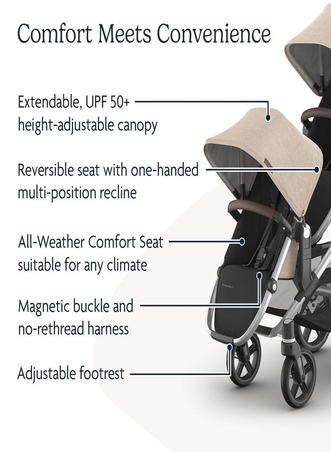 أبابيبي مقعد UPPAbaby RumbleSeat V3 السفلي الثاني - متوافق مع Vista V2 و Vista V3 - مقعد مناسب لجميع الأحوال الجوية + مشبك مغناطيسي - محولات مرفقة - ديكلان (لون الشوفان الممزوج/إطار فضي/جلد كستنائي) - Image 5
