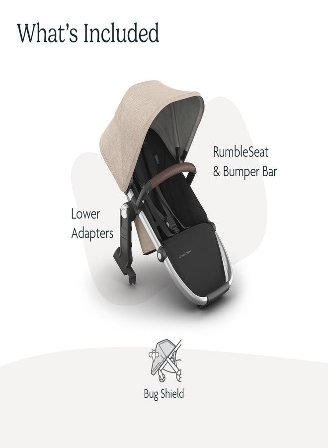 أبابيبي مقعد UPPAbaby RumbleSeat V3 السفلي الثاني - متوافق مع Vista V2 و Vista V3 - مقعد مناسب لجميع الأحوال الجوية + مشبك مغناطيسي - محولات مرفقة - ديكلان (لون الشوفان الممزوج/إطار فضي/جلد كستنائي) - Image 2