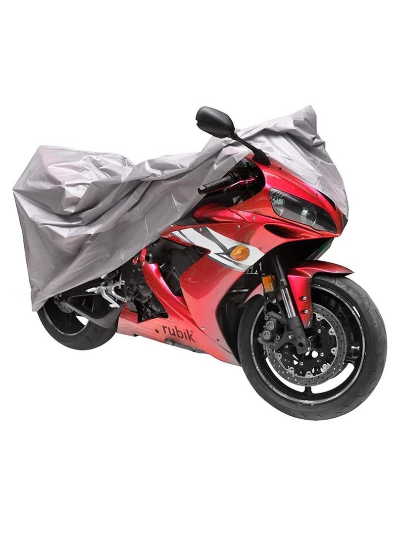 Rubik غطاء دراجة نارية مضاد للغبار عالمي مقاوم للماء داخلي خارجي حماية من الأشعة فوق البنفسجية غطاء دراجة نارية (230x130 سم، رمادي) - Image 2