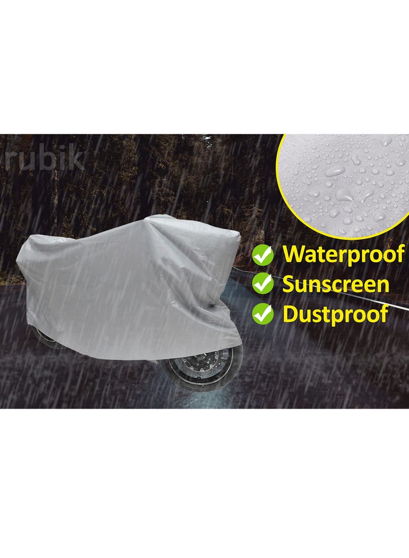 Rubik غطاء دراجة نارية مضاد للغبار عالمي مقاوم للماء داخلي خارجي حماية من الأشعة فوق البنفسجية غطاء دراجة نارية (230x130 سم، رمادي) - Image 3