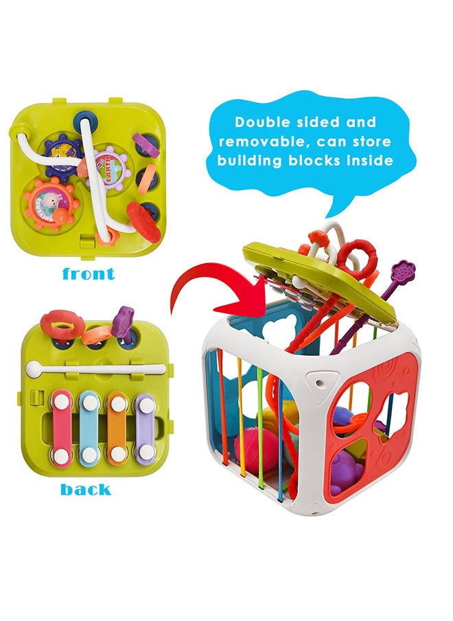 XiuWoo Activity Cube for Baby Montessori Toys Sensory Pull String Shape Sorter Baby Toys Baby Gift  - Image 2