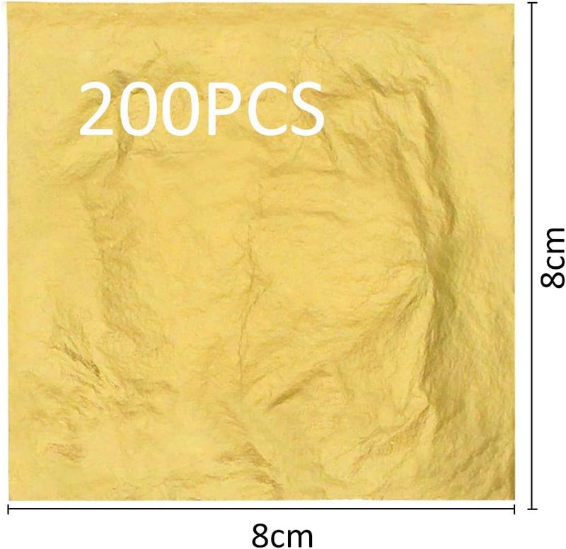 Terpollay 200 Pcs Gold Leaf Sheets for Art & DIY Projects, Gold Foil Sheets for Arts, Gold Leaf Pape for Crafts, Resin Art, Furniture, Canvas, Decorating, 3.15" X 3.15" - Image 3