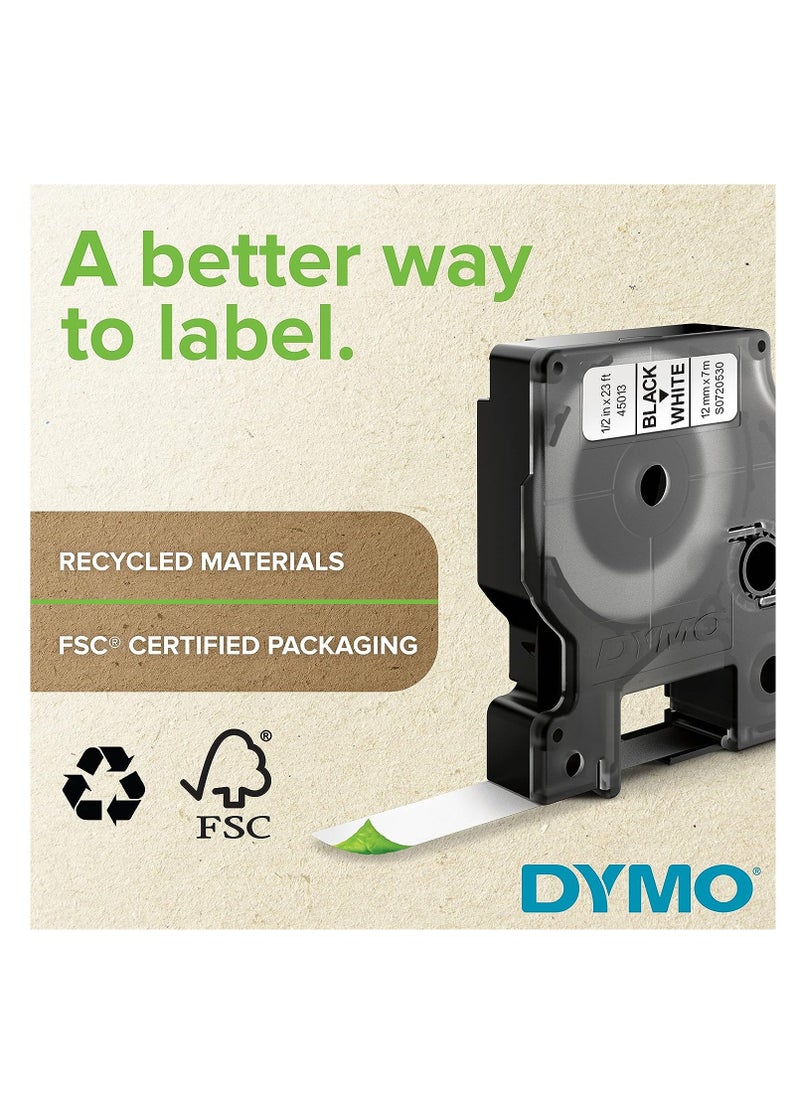 Dymo - Dymo Rhino Tape 19Mmx5.5M Yellow Vinyl,Rhino Adhesive Vinyl Label Tape, 3/8-Inch, 18-Foot Cassette, Black - Image 1