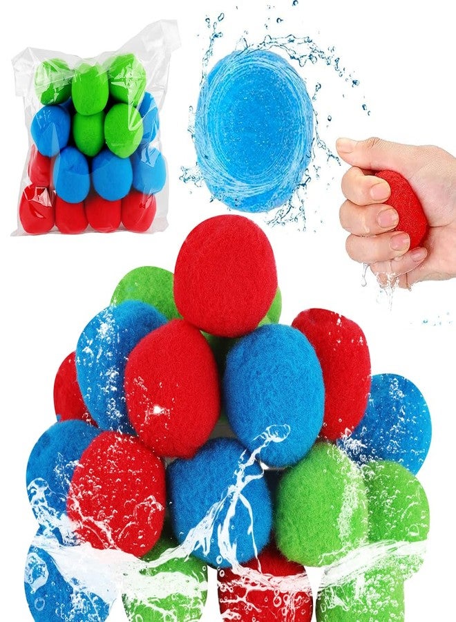 PATPAT® 21Pcs Pom Pom Water Balloons, Soft Sponge Pool Water Balls in 3 Colors, Lightweight Floating Ball Toys for Pool Party, Bath, Beach & Swimming Pool, Beach Toys for Kids, 5cm Dia - Image 1