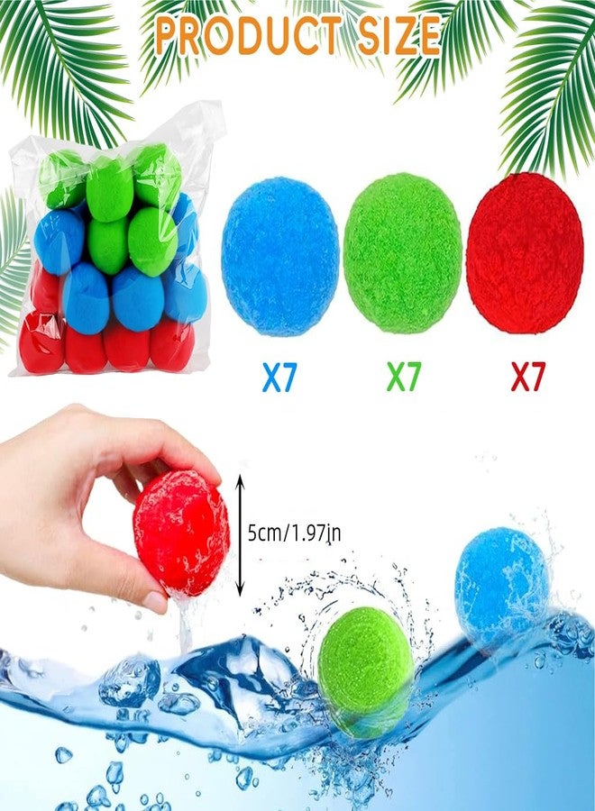 PATPAT® 21Pcs Pom Pom Water Balloons, Soft Sponge Pool Water Balls in 3 Colors, Lightweight Floating Ball Toys for Pool Party, Bath, Beach & Swimming Pool, Beach Toys for Kids, 5cm Dia - Image 2