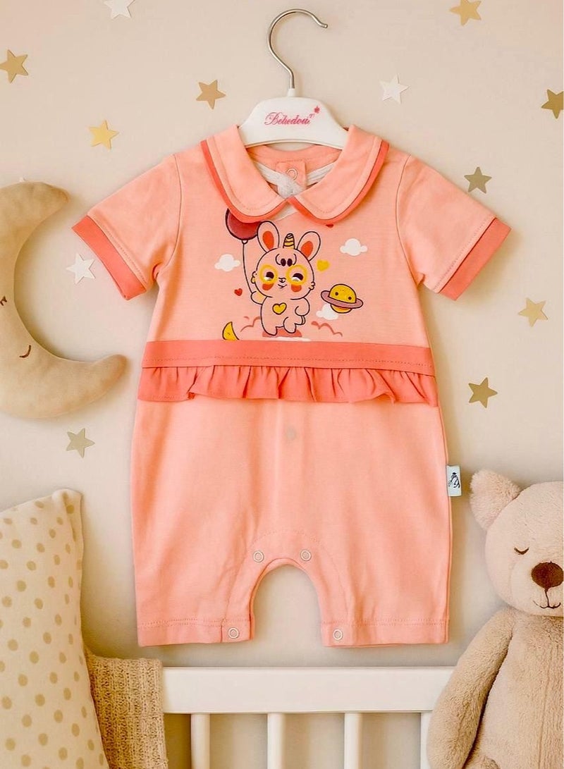 أندرينا  طقم أطفال خوخي برسمة أرنب ، ملابس مواليد بناتي ناعمة وعصرية - Image 2