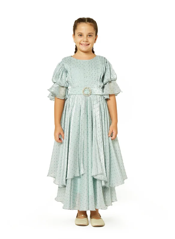 امري Dot Tulle Pleated Flared Frock