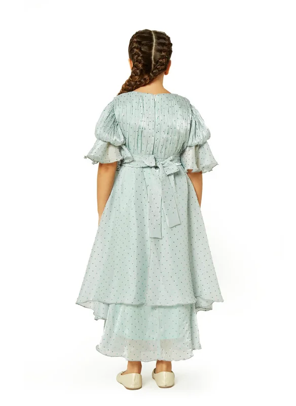 امري Dot Tulle Pleated Flared Frock