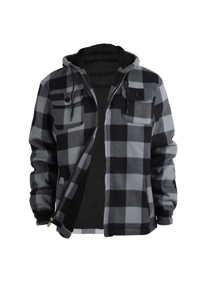 Facitisu Men's Winter Zip Up Hoodie Sherpa Fleece Sweatshirt Warm Thick heavyweight Coats Grey 3XL - Image 1