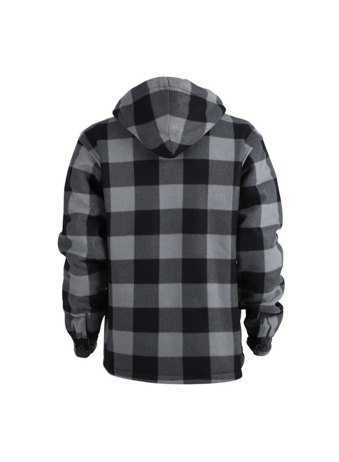 Facitisu Men's Winter Zip Up Hoodie Sherpa Fleece Sweatshirt Warm Thick heavyweight Coats Grey 3XL - Image 3