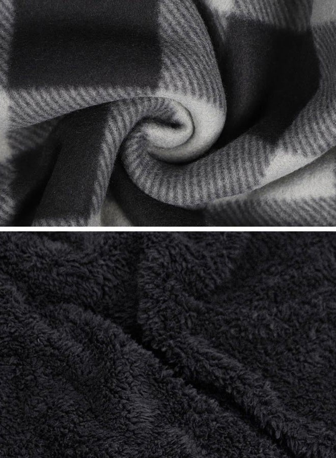 Facitisu Men's Winter Zip Up Hoodie Sherpa Fleece Sweatshirt Warm Thick heavyweight Coats Grey 3XL - Image 5