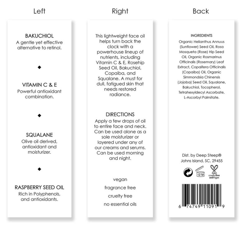 Deep Steep Anti-Aging Face Oil, 1 oz â€“ Retinol Alternative with Rosehip, Bakuchiol, Squalane, Raspberry Seed Oil & Vitamin C â€“ Vegan, Clean Beauty Skincare, Smooth & Youthful Skin - Image 4