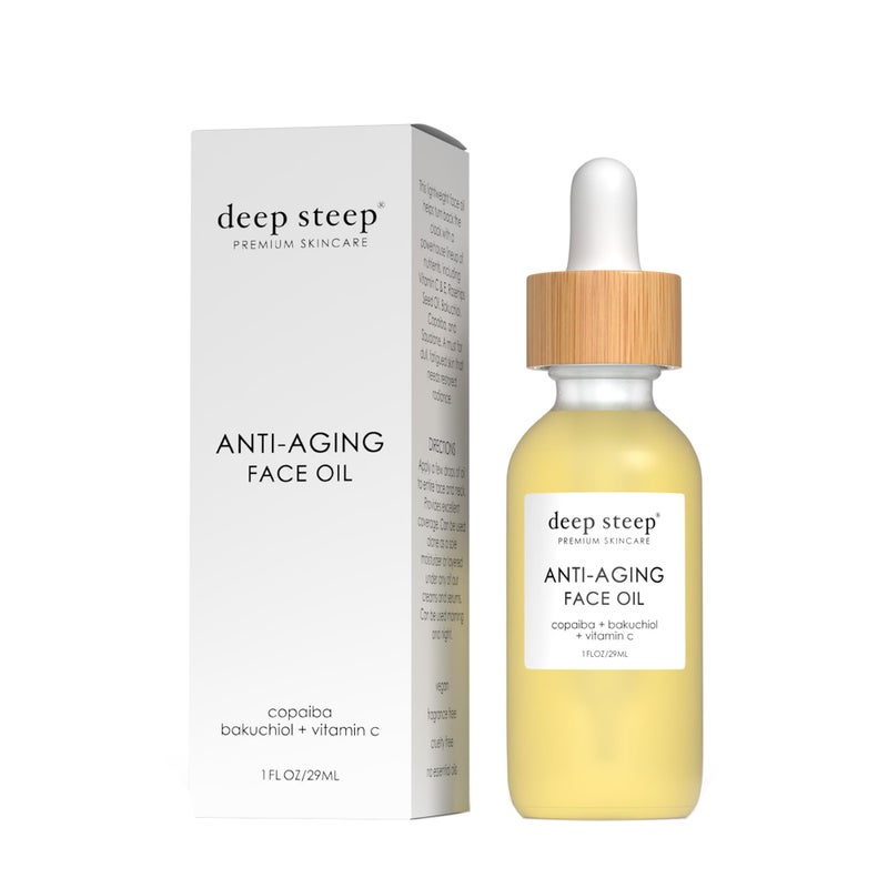 Deep Steep Anti-Aging Face Oil, 1 oz â€“ Retinol Alternative with Rosehip, Bakuchiol, Squalane, Raspberry Seed Oil & Vitamin C â€“ Vegan, Clean Beauty Skincare, Smooth & Youthful Skin - Image 1
