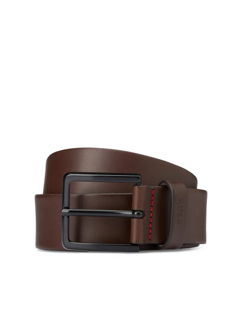 هوجو Italian-leather belt with logo-stamped keeper