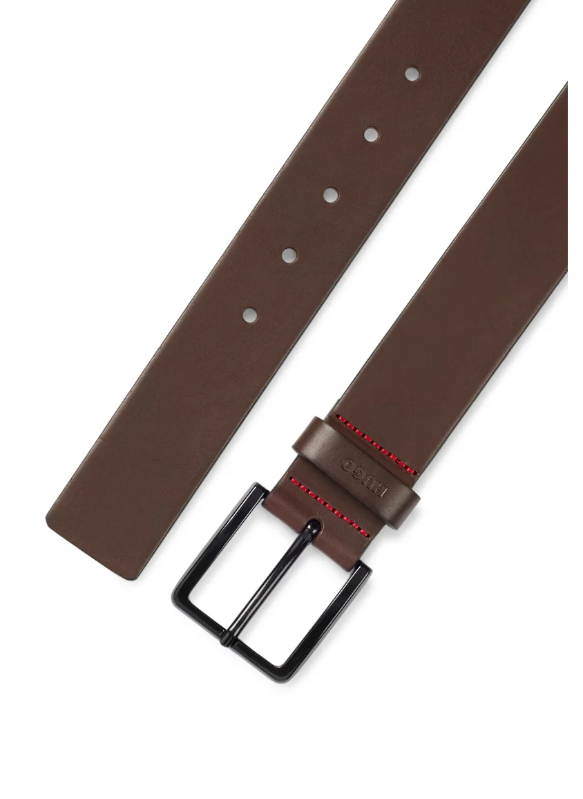 هوجو Italian-leather belt with logo-stamped keeper
