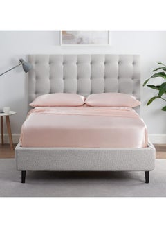 Serta SERTA SatinLuxury 4pc Soft Lightweight Deep Pocket Bedding Silky Satin Sheet Set with Pillowcases, King, Blush  - Image 3
