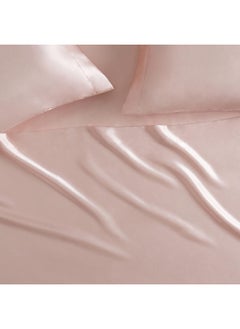 Serta SERTA SatinLuxury 4pc Soft Lightweight Deep Pocket Bedding Silky Satin Sheet Set with Pillowcases, King, Blush  - Image 5