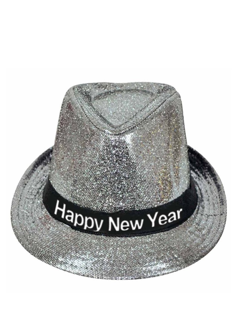 Deluxe Silver Fabric Top Hat