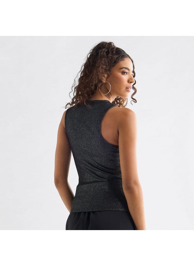 FAV Ribbed Sleeveless Top with Crew Neck  - Image 3